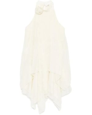 B+ AB Butterfly Embroidered Handkerchief Dress - White