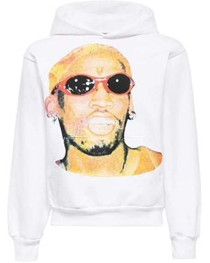 Vlone(GOAT) Portrait-Print Hoodie - White
