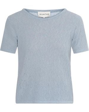Munthe Boyli Pointelle-Knit T-Shirt - Blue