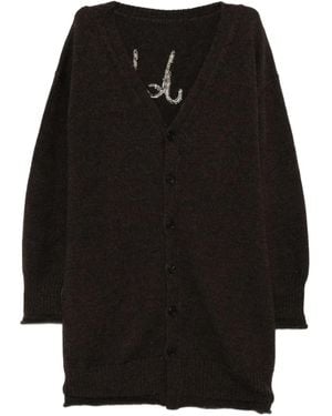 Yohji Yamamoto Cardigan mit Logo-Print - Schwarz