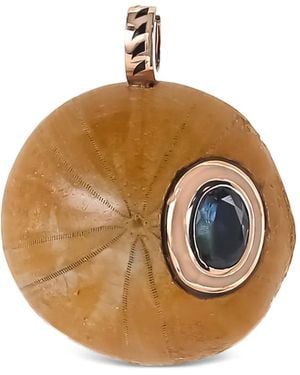 Dezso by Sara Beltran Fossilized Sand-Dollar Aquamarine Pendant - Metallic