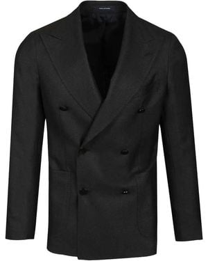 Tagliatore Peak-Lapels Double-Breasted Jacket - Black