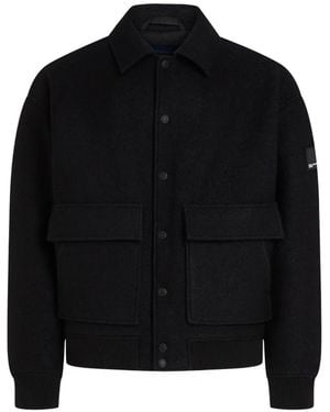KARL LAGERFELD Logo-Patch Bomber Jacket - Black