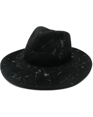 Yesey Crackle-Print Fedora Hat - Black