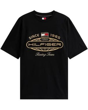 Tommy Hilfiger Apxgp Globe-Embroidered T-Shirt - Black