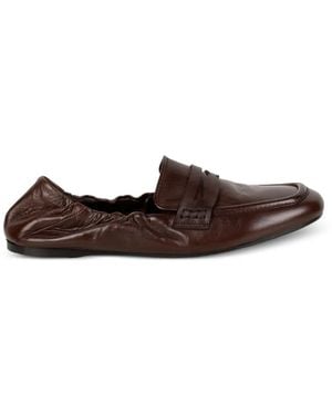Guglielmo Rotta Gathered Leather Loafers - Brown