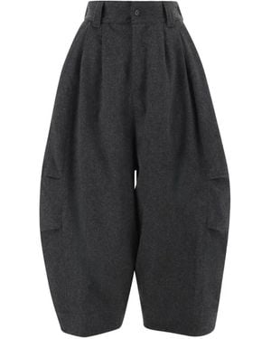 Niccolò Pasqualetti Pantalon Ample Fuselé En Laine À Plis - Gray