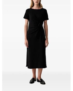 DKNY Twist-Detail Side-Slit Midi Dress - Black