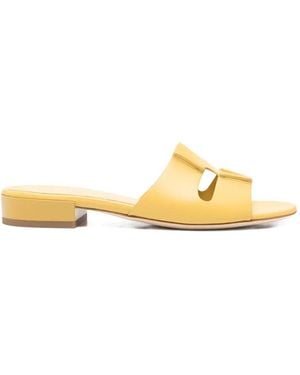 Rodo Cut-Out Leather Sandals - Metallic