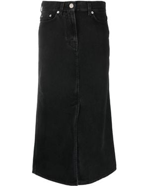 Loulou de Saison Falda midi con parche del logo - Negro