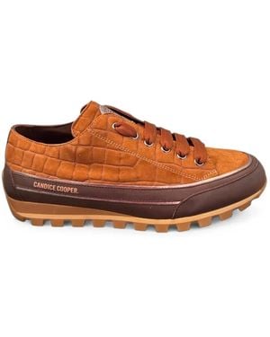 Candice Cooper Croc-Effect Low-Top Sneakers - Brown