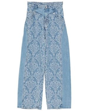 FETICO Damask-Print Wide-Leg Jeans - Blue