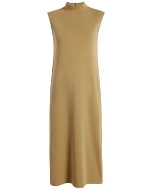 Another Tomorrow Luxe Seamed Mock-Neck Midi Dress - Natural