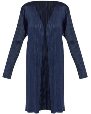 Pleats Please Issey Miyake Cardigan Con Pieghe - Blu