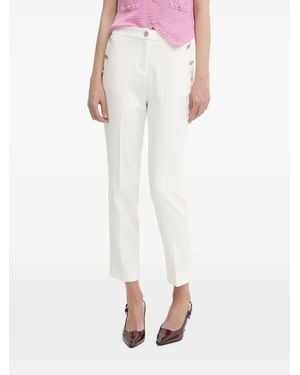 Morgan Button-Detail Tailored Trousers - White