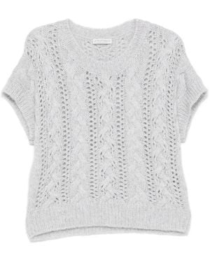 Le Tricot Perugia ケーブルニット アイレット セーター - ホワイト