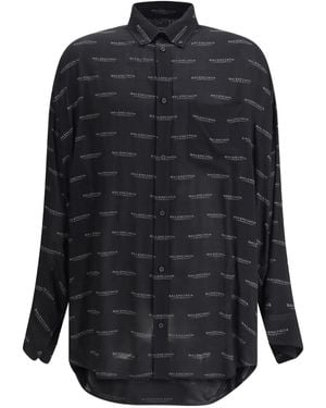 Balenciaga Logo-Print Shirt - Black