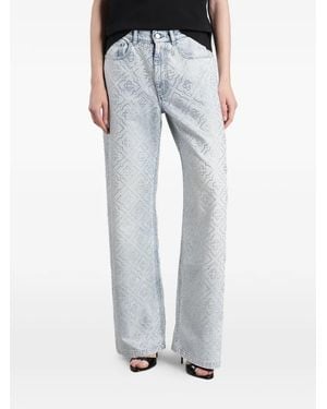 CASABLANCA Crystal-Embellished Baggy Jeans - Blue