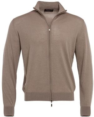 Doriani Zip-Up Cashmere Cardigan - Gray