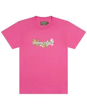 DENIM TEARS Floral-Logo T-Shirt - Pink