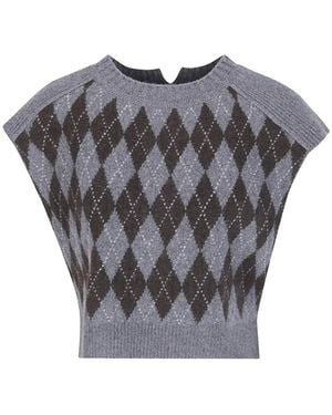 Sibel Saral Argyle-Intarsia Knitted Vest - Grey