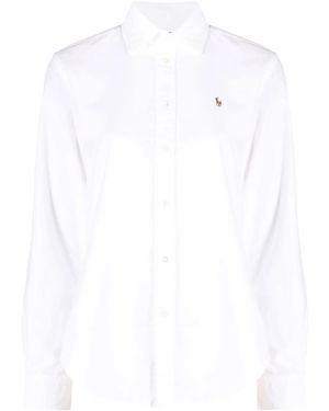 Polo Ralph Lauren Brand-Embroidered Regular-Fit Cotton Shirt - White