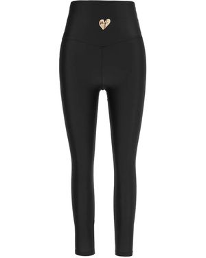 Monfusò Heart-Embellished Stretch Leggings - Black