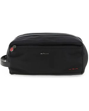 Kiton Logo-Plaque Wash Bag - Black