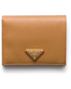 Prada Small Saffiano Leather Wallet - Natural
