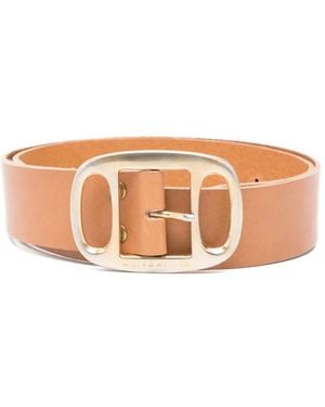 Jejia Oval-Buckle Leather Belt - Pink