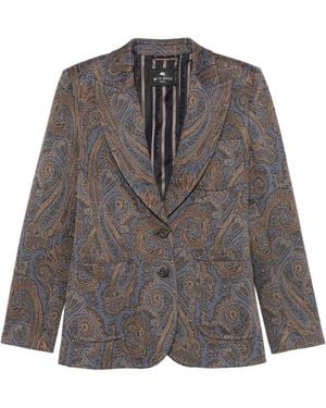Etro Paisley-Print Peak-Lapel Jacket - Brown