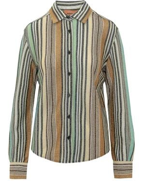 Missoni Striped Metallic-Thread Shirt - Blue