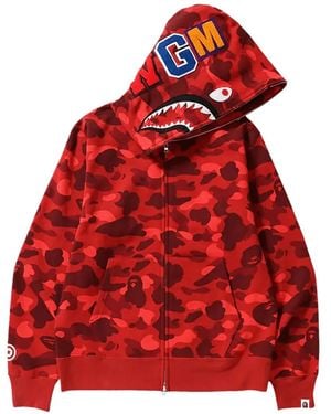 A Bathing Ape Shark Camouflage-Print Hoodie - Red