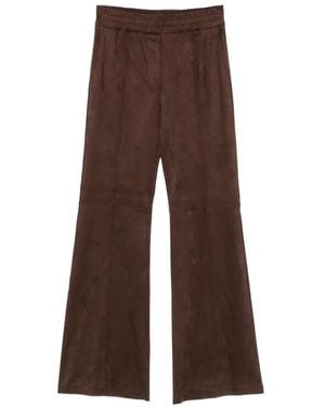 D.exterior Elasticated-Waistband Flared Pants - Brown