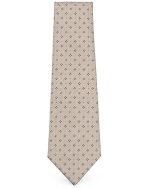 Tombolini Geometric-Pattern Tie - White