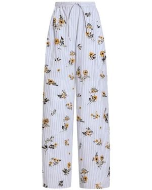Dolce & Gabbana Pantaloni Con Ricamo A Fiori E Strass - Bianco