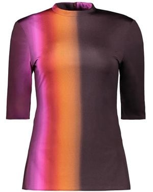 Ellery Gradient-Print Elbow-Sleeve Top - Purple