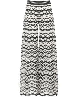 D.exterior Geometric-Pattern Lurex-Detail Palazzo Trousers - White