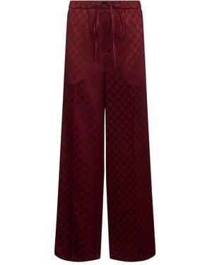 Gucci Gg Jacquard Side-Stripe Trousers - Red