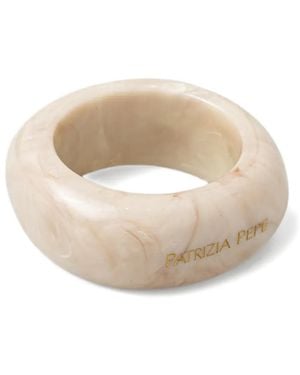 Patrizia Pepe Nature Soul Marble-Effect Logo-Print Bracelet - White