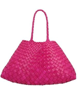 Dragon Diffusion Small Santa Croce Woven Shoulder Bag - Pink
