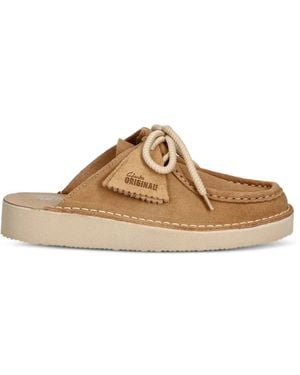 Clarks Wallabee Cup Lace-Up Mules - Brown