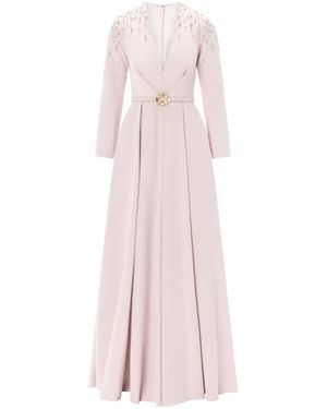 Rami Al Ali Panelled Beaded Gown Maxi Dress - Pink