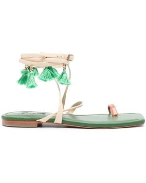 Johanna Ortiz Conversando Con El Viento Leren Sandalen - Groen