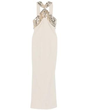 Jean Louis Sabaji Embellished Halter Dress - White
