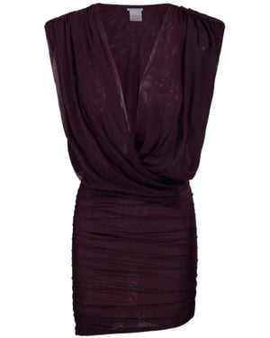 Amazuìn Candice V-Neck Draped Mini Dress - Purple