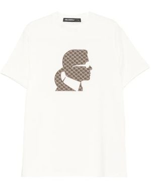 KARL LAGERFELD Logo-Embroidered T-Shirt - White