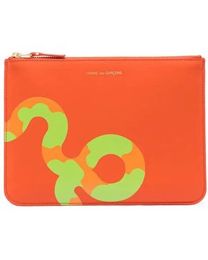 Comme des Garçons Porte-Cartes À Imprimé Peau De Serpent - Orange