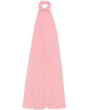 Erika Cavallini Semi Couture Buttoned Halterneck Maxi Dress - Pink