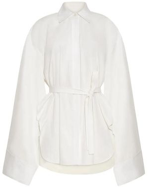 Adam Lippes Sayuri Belted Cotton Shirt - White